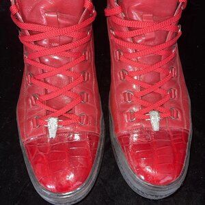 Belvedere Studio Sneakers Shoes Crocodile Croc Metal Red Mens 11.5